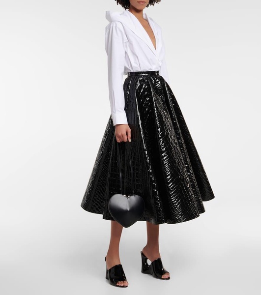 Croc-effect midi skirt