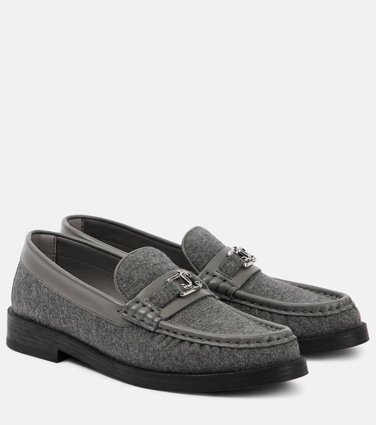 Addie leather-trimmed felt loafers