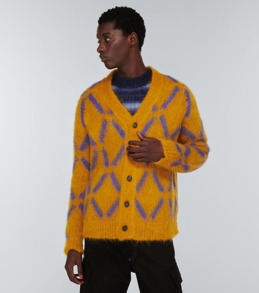 Intarsia mohair-blend cardigan