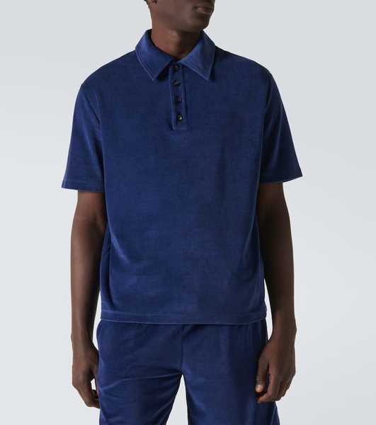 Tsubaki cotton and silk chenille polo shirt