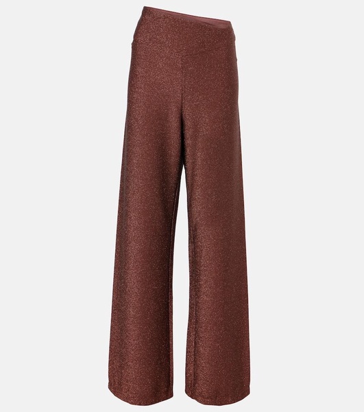 Lamé high-rise wide-leg pants