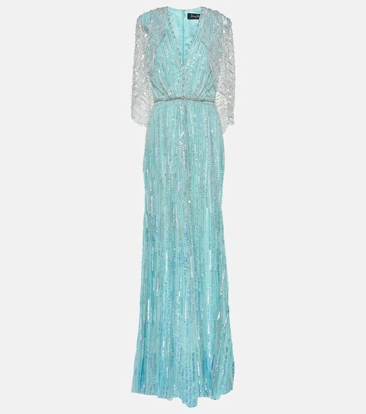 Coralia caped embellished gown