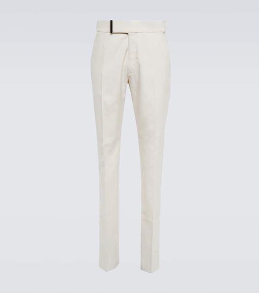 Mid-rise slim silk and wool pants