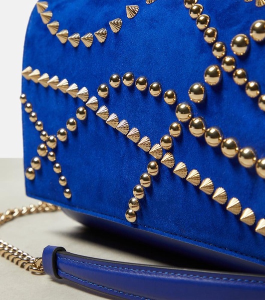 Paloma embellished suede and leather clutch