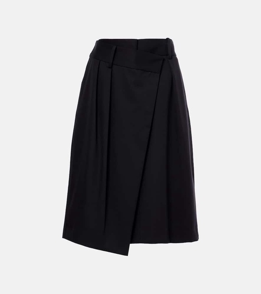 Wrap cotton and silk midi skirt