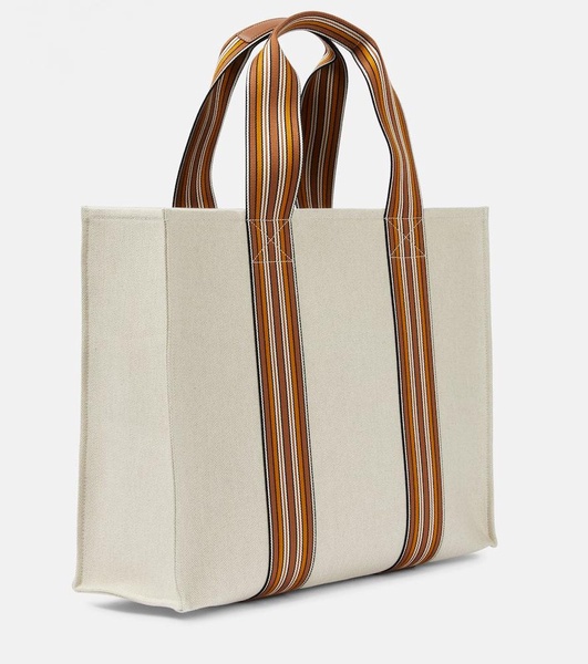 The Suitcase Stripe Medium canvas tote bag