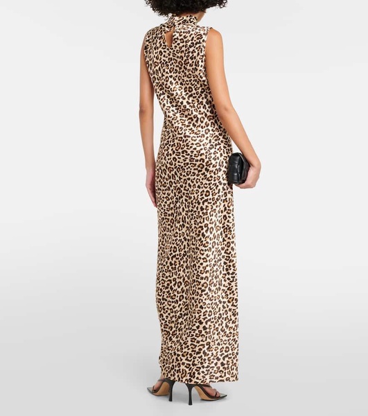 Kura leopard-print silk-blend maxi dress