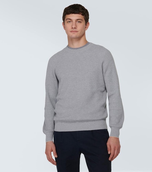 Ribbed-knit cotton sweater