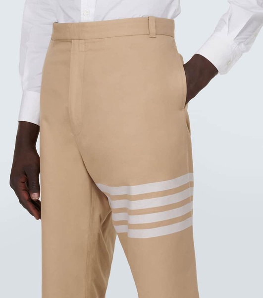 4-Bar cropped cotton straight pants