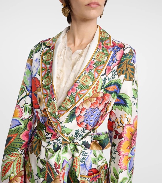 Floral silk wrap jacket