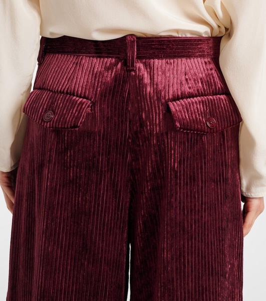 Mid-rise corduroy wide-leg pants