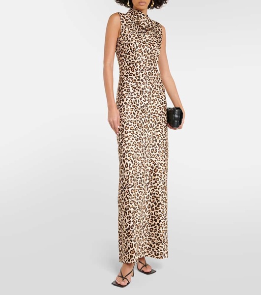 Kura leopard-print silk-blend maxi dress