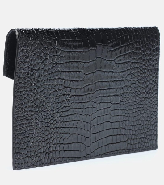 Uptown embossed leather clutch