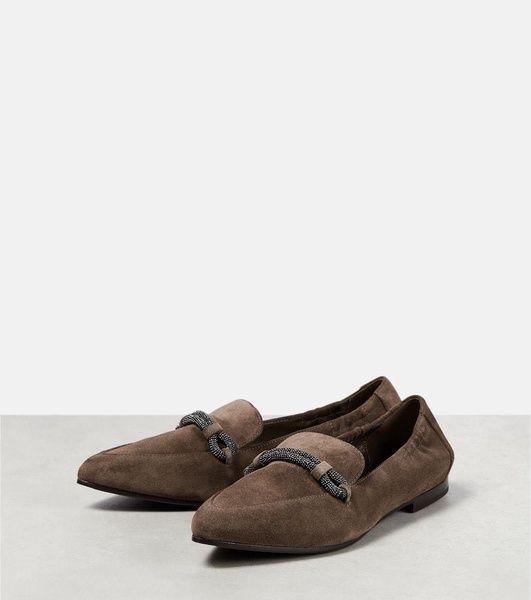 Embellished suede loafers