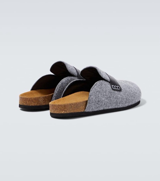 Leather-trimmed slippers