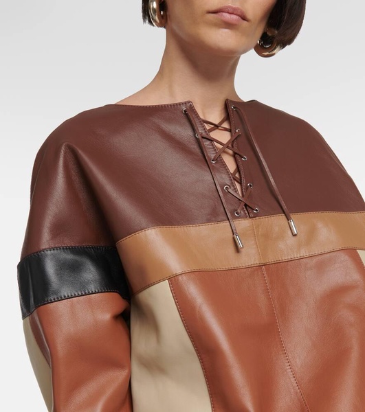 Patchwork leather blouse