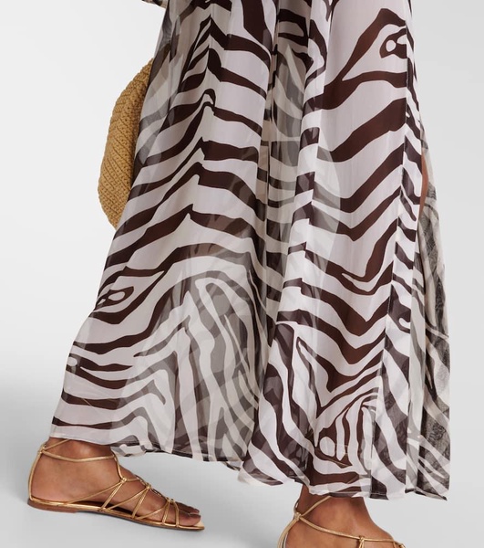 Betty zebra-print chiffon kaftan