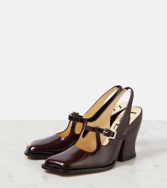 Onda brushed leather slingback pumps