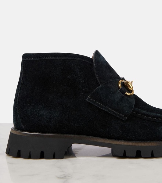 Horsebit suede ankle boots