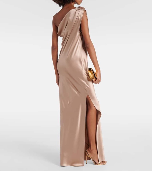 Opera one-shoulder silk satin gown