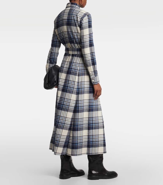 Checked cotton shirt dress