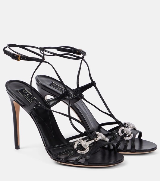 Black Horsebit-Embellished Sandals