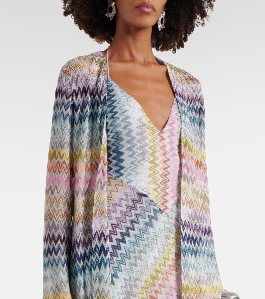 Zig Zag metallic knit cardigan