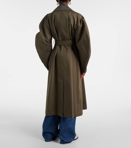 Belted cotton drill trench coat