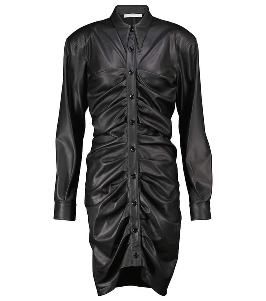 Ruched faux leather minidress