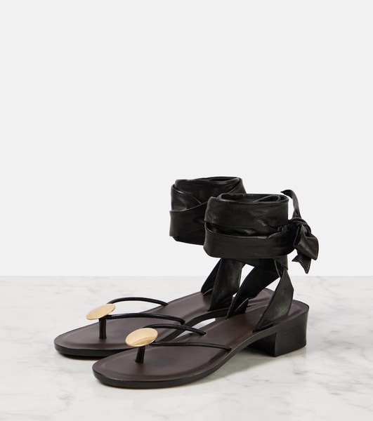 Cord leather thong sandals