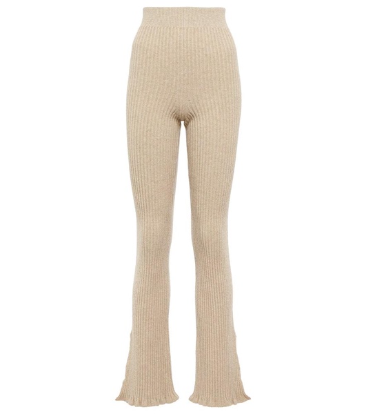 Ribbed-knit wool-blend flared pants