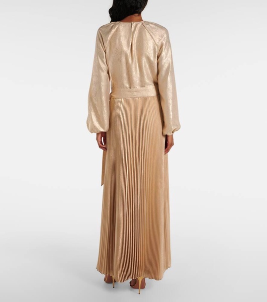 Varenya pleated satin midi dress