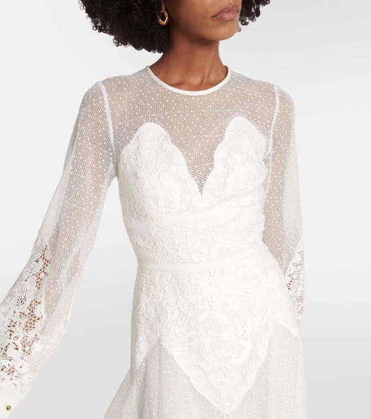 Lace-trimmed midi dress