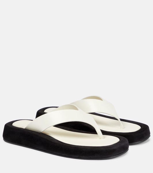 Ginza leather and suede thong sandals