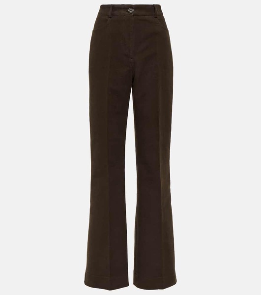 High-rise velour straight pants 