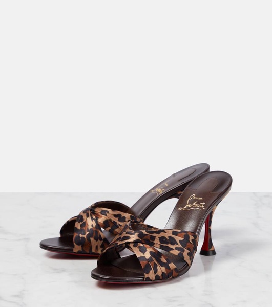 Nicol is Back 85 leopard-print satin mules