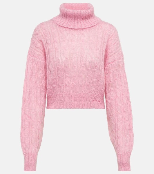 Cable-knit turtleneck mohair-blend sweater