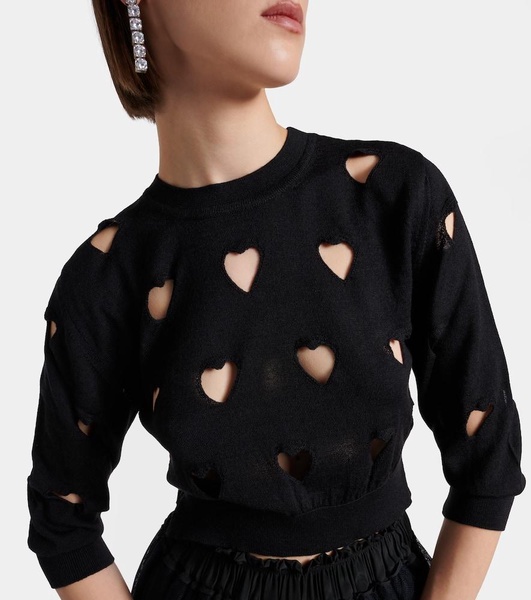 Love Heart cutout wool and silk sweater