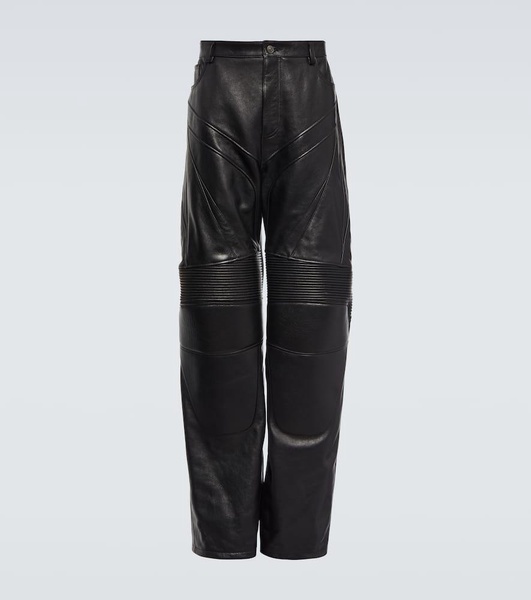 Leather biker pants