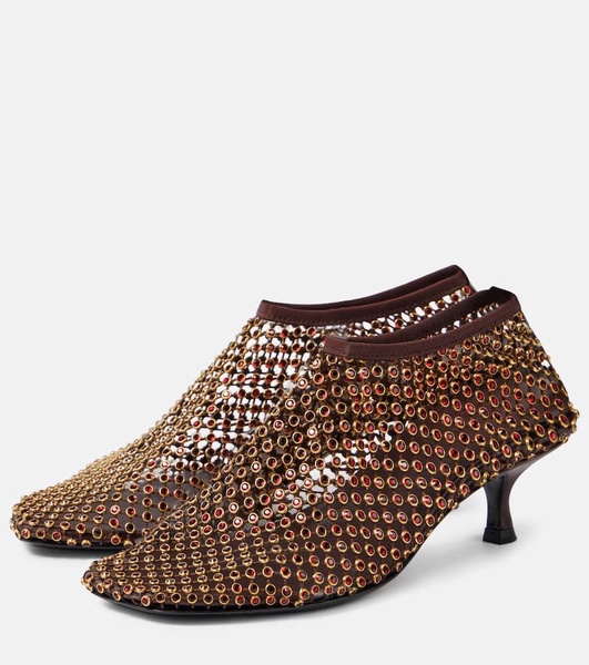 Minette crystal-embellished fishnet pumps