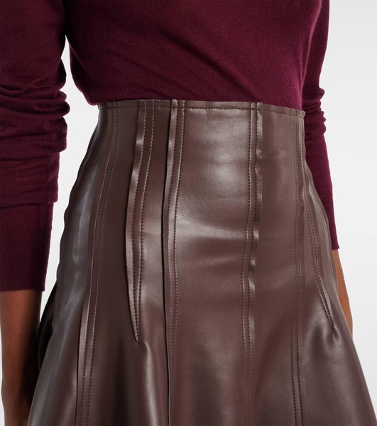 High-rise faux leather midi skirt