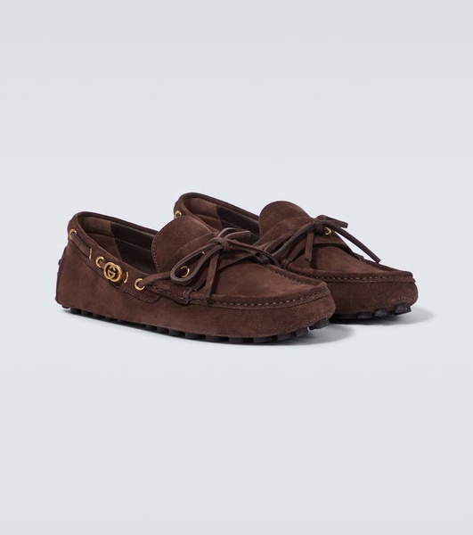 Interlocking G suede driving shoes