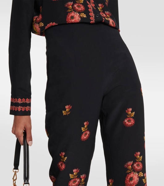 Paisley high-rise silk pants