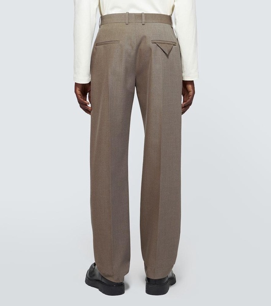 Wool twill straight pants