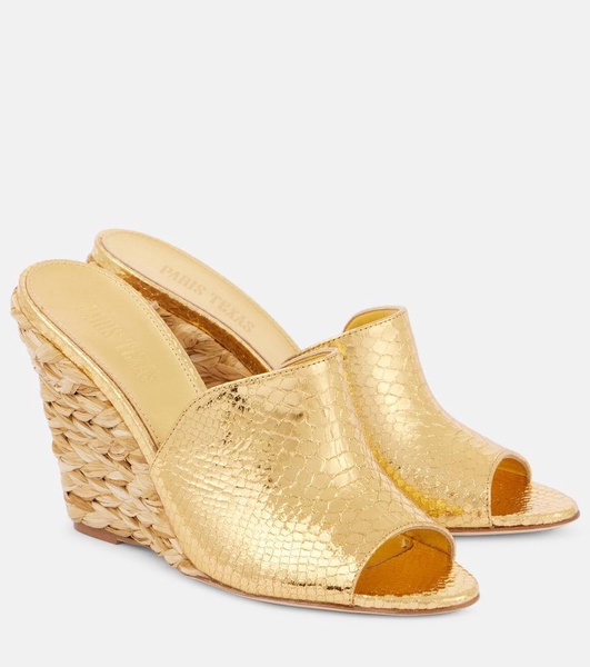 Deia 100 leather-trimmed espadrille wedges