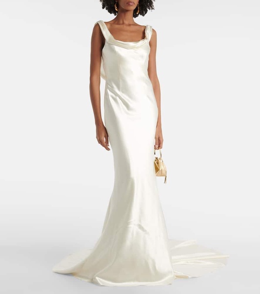 Bridal Chiara draped silk and wool gown