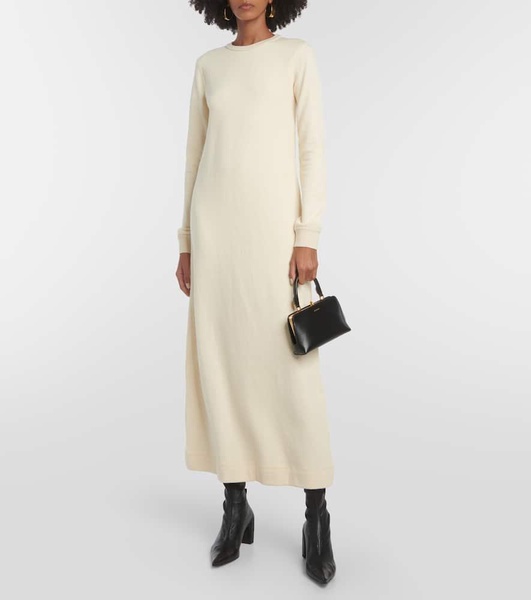 Wool and cotton midi dress