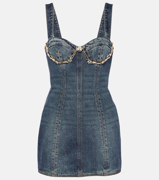 Claw embellished denim minidress