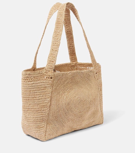 Logo raffia tote bag