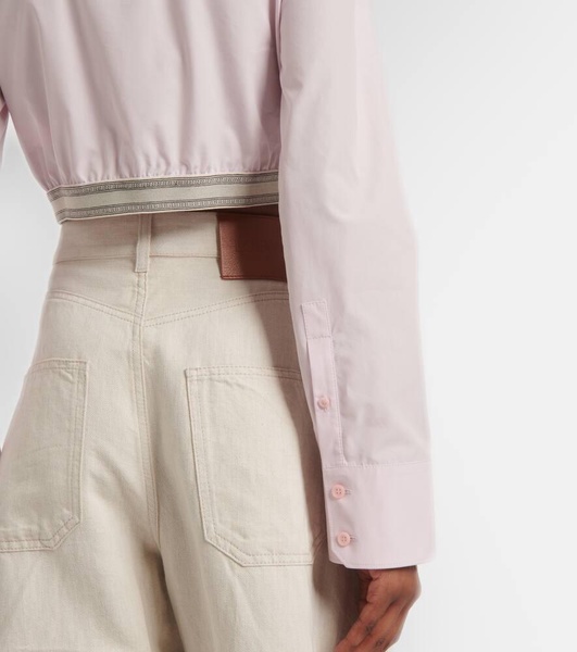 Cropped cotton poplin shirt